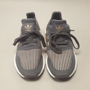 Grey and Gold Kids size 4 low top sneakers
